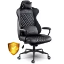 Irodai szék, Sofotel Verona, fekete, 41–48 cm ülésmagasság, hintafunkció, gázliftes magasságállítás, műbőr kárpit, gumírozott kerekek, fém talp, deréktámasz és fejpárna, 120 kg teherbírás