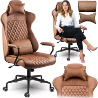   Irodai szék, Sofotel Verona, barna, 41–48 cm ülésmagasság, hintafunkció, gázliftes magasságállítás, műbőr kárpit, gumírozott kerekek, fém talp, deréktámasz és fejpárna, 120 kg teherbírás