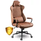 Irodai szék, Sofotel Verona, barna, 41–48 cm ülésmagasság, hintafunkció, gázliftes magasságállítás, műbőr kárpit, gumírozott kerekek, fém talp, deréktámasz és fejpárna, 120 kg teherbírás