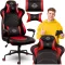 Gamer szék, Sofotel Katarina, piros, 41-48 cm, állítható magasság, hintáztatható, műbőr, gumírozott kerekek, derék- és fejpárnával