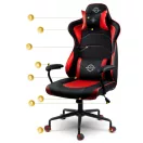 Gamer szék, Sofotel Katarina, piros, 41-48 cm, állítható magasság, hintáztatható, műbőr, gumírozott kerekek, derék- és fejpárnával
