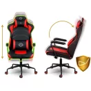 Gamer szék, Sofotel Katarina, piros, 41-48 cm, állítható magasság, hintáztatható, műbőr, gumírozott kerekek, derék- és fejpárnával