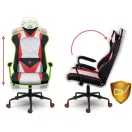 Gamer szék, Sofotel Miss Fortune, 41-48 cm ülésmagasság, ekobőr kárpit, ergonomikus, fém talp, hintafunkció, csendes gumírozott kerekek, derék- és fejpárnával