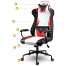 Gamer szék, Sofotel Miss Fortune, 41-48 cm ülésmagasság, ekobőr kárpit, ergonomikus, fém talp, hintafunkció, csendes gumírozott kerekek, derék- és fejpárnával