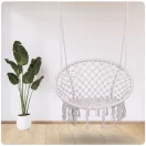 Függőszék, Sofotel Boho, bézs, 80 x 63 cm ülés, fém váz, 100 cm poliészter–pamut kötél, 150 kg teherbírás, beltéri/kültéri