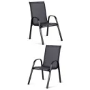 Kerti szék, Sofotel SO-980, sötétszürke, acél keret, textil, 120 kg teherbírás, 2 db-os szett