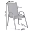 Kerti szék, Sofotel SO-980, sötétszürke, acél keret, textil, 120 kg teherbírás, 4 db-os szett