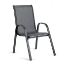 Kerti szék, Sofotel SO-980, szürke, acél keret, textil, 120 kg teherbírás, 4 db-os szett