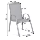 Kerti szék, Sofotel SO-980, szürke, acél keret, textil, 120 kg teherbírás, 4 db-os szett
