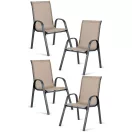 Kerti szék, Sofotel SO-980, bézs, acél keret, textil, 120 kg teherbírás, 4 db-os szett (TE298002-4)