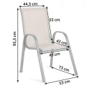 Kerti szék, Sofotel SO-980, bézs, acél keret, textil, 120 kg teherbírás, 4 db-os szett (TE298002-4)
