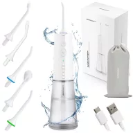   Akkumulátoros szájzuhany, Berdsen BD-210, fehér, 5 üzemmód, 300 ml, impulzusok száma: 1800/perc, maximum 9 bar, 360°-os fej, IPX7 vízálló, USB-C