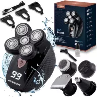   Akkumulátoros univerzális vágó, Berdsen BD-265, fekete, 5 W, 5 cserélhető fej, 3-5-7 mm, kétrétegű ollók, IPX7 vízálló, LCD kijelzős, Li-Ion 3,7 V 600 mAh, USB-C töltés