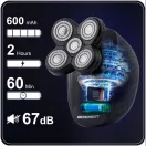 Akkumulátoros univerzális vágó, Berdsen BD-265, fekete, 5 W, 5 cserélhető fej, 3-5-7 mm, kétrétegű ollók, IPX7 vízálló, LCD kijelzős, Li-Ion 3,7 V 600 mAh, USB-C töltés