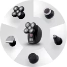 Akkumulátoros univerzális vágó, Berdsen BD-265, fekete, 5 W, 5 cserélhető fej, 3-5-7 mm, kétrétegű ollók, IPX7 vízálló, LCD kijelzős, Li-Ion 3,7 V 600 mAh, USB-C töltés