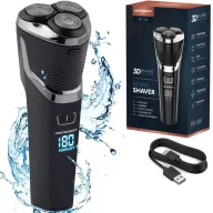   Akkumulátoros borotva, Berdsen BD-268, fekete, 5W, forgófejes, LCD kijelző, Li-Ion 3,7 V, 2000 mAh, USB‑C töltés