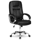Irodai szék, Sofotel 355, fekete, 109–116 cm, bőr kárpit, ergonomikus, dönthető, állítható magasság, gumírozott kerekek, 120 kg teherbírás