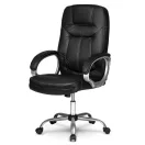 Irodai szék, Sofotel 355, fekete, 109–116 cm, bőr kárpit, ergonomikus, dönthető, állítható magasság, gumírozott kerekek, 120 kg teherbírás