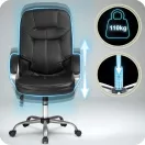Irodai szék, Sofotel 355, fekete, 109–116 cm, bőr kárpit, ergonomikus, dönthető, állítható magasság, gumírozott kerekek, 120 kg teherbírás