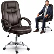   Irodai szék, Sofotel 355, sötétbarna, 109–116 cm, bőr kárpit, ergonomikus, dönthető, állítható magasság, gumírozott kerekek, 120 kg teherbírás