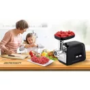 Berdsen BD-601A húsdaráló, 450/1200 W, ezüst/fekete, rozsdamentes acél kés és tárcsa, visszaforgató funkció, csúszásmentes talp