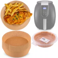   Sütőpapír Air Fryer forrólevegős sütőhöz, Berdsen, 16 cm, 20 db, natúr barna, hőálló kivitel, tapadásmentes, kör alakú