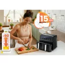 Air Fryer forrólevegős sütő, Berdsen BD-653, 8 l, ezüst/fekete, olaj nélküli sütés, hőszigetelést biztosító ház, rozsdamentes tálca, 1700 W