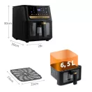 Air Fryer forrólevegős sütő, Berdsen BD-655, 6,5 l, fekete, olaj nélküli sütés, érintőkijelzős, 8 programos, ablakos kosár, LED világítás, 1700 W