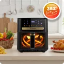 Air Fryer forrólevegős sütő, Berdsen BD-655, 6,5 l, fekete, olaj nélküli sütés, érintőkijelzős, 8 programos, ablakos kosár, LED világítás, 1700 W
