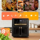 Air Fryer forrólevegős sütő, Berdsen BD-655, 6,5 l, fekete, olaj nélküli sütés, érintőkijelzős, 8 programos, ablakos kosár, LED világítás, 1700 W