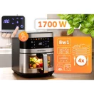 Air Fryer forrólevegős sütő, Berdsen BD-656, 9,1 l, ezüst/fekete, olaj nélküli sütés, érintőkijelzős, 7 programos, ablakos kosár, LED világítás, 1700 W