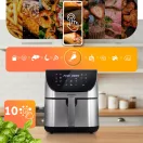 Air Fryer forrólevegős sütő, Berdsen BD-659, 8 l, ezüst/fekete, olaj nélküli sütés, érintőkijelzős, 12 programos, emlékeztető ételfordításra, 1700 W