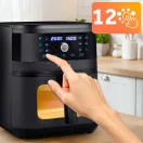 Air Fryer forrólevegős sütő, Berdsen BD-661, 8 l, fekete, olaj nélküli sütés, érintőkijelzős, 12 programos, ablakos kosár, LED világítás, 1700 W