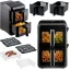 Air Fryer forrólevegős sütő, Berdsen BD-663, 11,6 l, fekete, kétkamrás, olaj nélküli sütés, érintőkijelzős, 9 programos, ablakos kosár, függőleges, 3000 W
