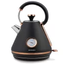 Vízforraló, Berdsen BD-701, 1700 ml, fekete, 1850-2200 W, fém ház, szárazonforrás elleni védelem, 360°-os talp, világító kapcsoló, kivehető vízkőszűrő, hőmérővel