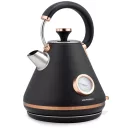 Vízforraló, Berdsen BD-701, 1700 ml, fekete, 1850-2200 W, fém ház, szárazonforrás elleni védelem, 360°-os talp, világító kapcsoló, kivehető vízkőszűrő, hőmérővel