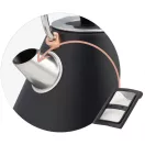 Vízforraló, Berdsen BD-701, 1700 ml, fekete, 1850-2200 W, fém ház, szárazonforrás elleni védelem, 360°-os talp, világító kapcsoló, kivehető vízkőszűrő, hőmérővel
