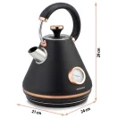 Vízforraló, Berdsen BD-701, 1700 ml, fekete, 1850-2200 W, fém ház, szárazonforrás elleni védelem, 360°-os talp, világító kapcsoló, kivehető vízkőszűrő, hőmérővel