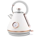 Vízforraló, Berdsen BD-701, 1700 ml, fehér, 1850-2200 W, fém ház, szárazonforrás elleni védelem, 360°-os talp, világító kapcsoló, kivehető vízkőszűrő, hőmérővel