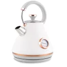 Vízforraló, Berdsen BD-701, 1700 ml, fehér, 1850-2200 W, fém ház, szárazonforrás elleni védelem, 360°-os talp, világító kapcsoló, kivehető vízkőszűrő, hőmérővel
