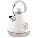 Vízforraló, Berdsen BD-701, 1700 ml, fehér, 1850-2200 W, fém ház, szárazonforrás elleni védelem, 360°-os talp, világító kapcsoló, kivehető vízkőszűrő, hőmérővel