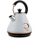 Vízforraló, Berdsen BD-701, 1700 ml, szürke, 1850-2200 W, fém ház, szárazonforrás elleni védelem, 360°-os talp, világító kapcsoló, kivehető vízkőszűrő, hőmérővel