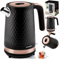   Vízforraló, Berdsen BD-705, 1700 ml, fekete-réz, 1850-2200 W, fém ház, szárazonforrás elleni védelem, 360°-os talp, világító kapcsoló, kivehető vízkőszűrő