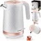Vízforraló, Berdsen BD-705, 1700 ml, fehér-réz, 1850-2200 W, fém ház, szárazonforrás elleni védelem, 360°-os talp, világító kapcsoló, kivehető vízkőszűrő