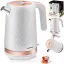 Vízforraló, Berdsen BD-705, 1700 ml, fehér-réz, 1850-2200 W, fém ház, szárazonforrás elleni védelem, 360°-os talp, világító kapcsoló, kivehető vízkőszűrő