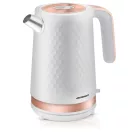 Vízforraló, Berdsen BD-705, 1700 ml, fehér-réz, 1850-2200 W, fém ház, szárazonforrás elleni védelem, 360°-os talp, világító kapcsoló, kivehető vízkőszűrő