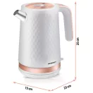 Vízforraló, Berdsen BD-705, 1700 ml, fehér-réz, 1850-2200 W, fém ház, szárazonforrás elleni védelem, 360°-os talp, világító kapcsoló, kivehető vízkőszűrő