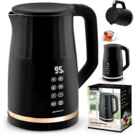   Vízforraló, Berdsen BD-706, 1700 ml, fekete, 1850-2200 W, fém ház, érintőpaneles hőfokbeállítás, melegen tartás 2 óráig, 360°-os talp, hőmérővel
