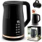 Vízforraló, Berdsen BD-706, 1700 ml, fekete, 1850-2200 W, fém ház, érintőpaneles hőfokbeállítás, melegen tartás 2 óráig, 360°-os talp, hőmérővel