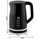 Vízforraló, Berdsen BD-706, 1700 ml, fekete, 1850-2200 W, fém ház, érintőpaneles hőfokbeállítás, melegen tartás 2 óráig, 360°-os talp, hőmérővel